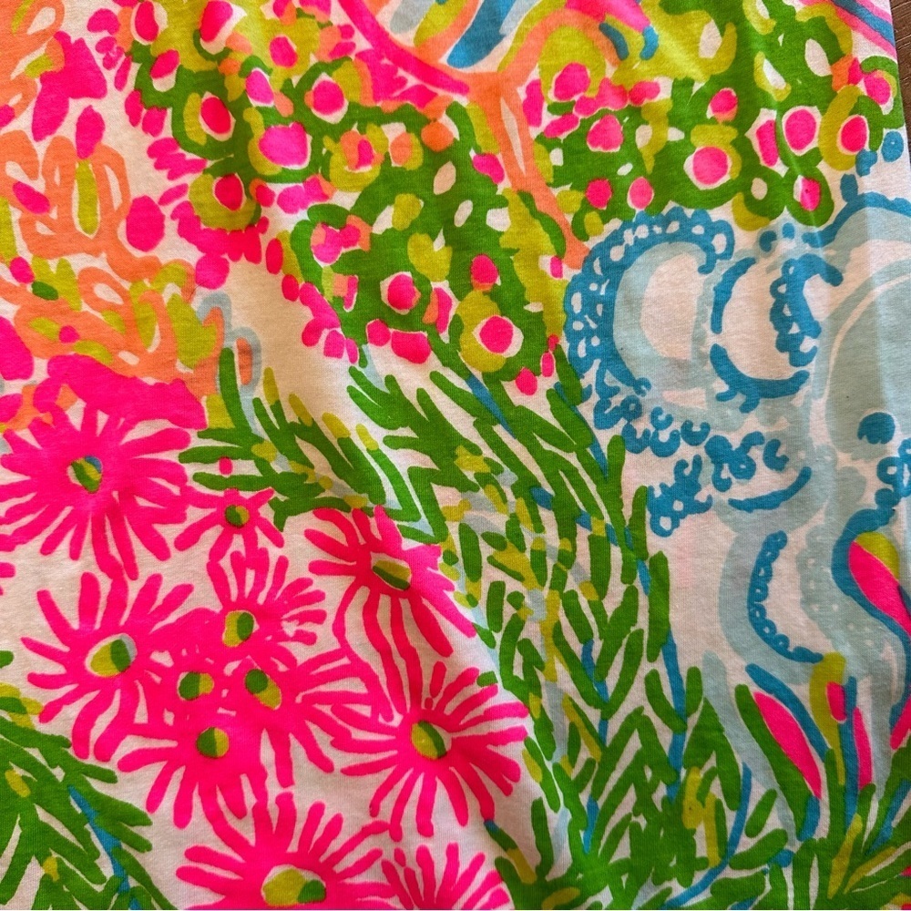 Lily Pulitzer Brewster Dress Coastal Neon Pink Green Sea Pattern Cotton Size XS - Picture 12 of 15